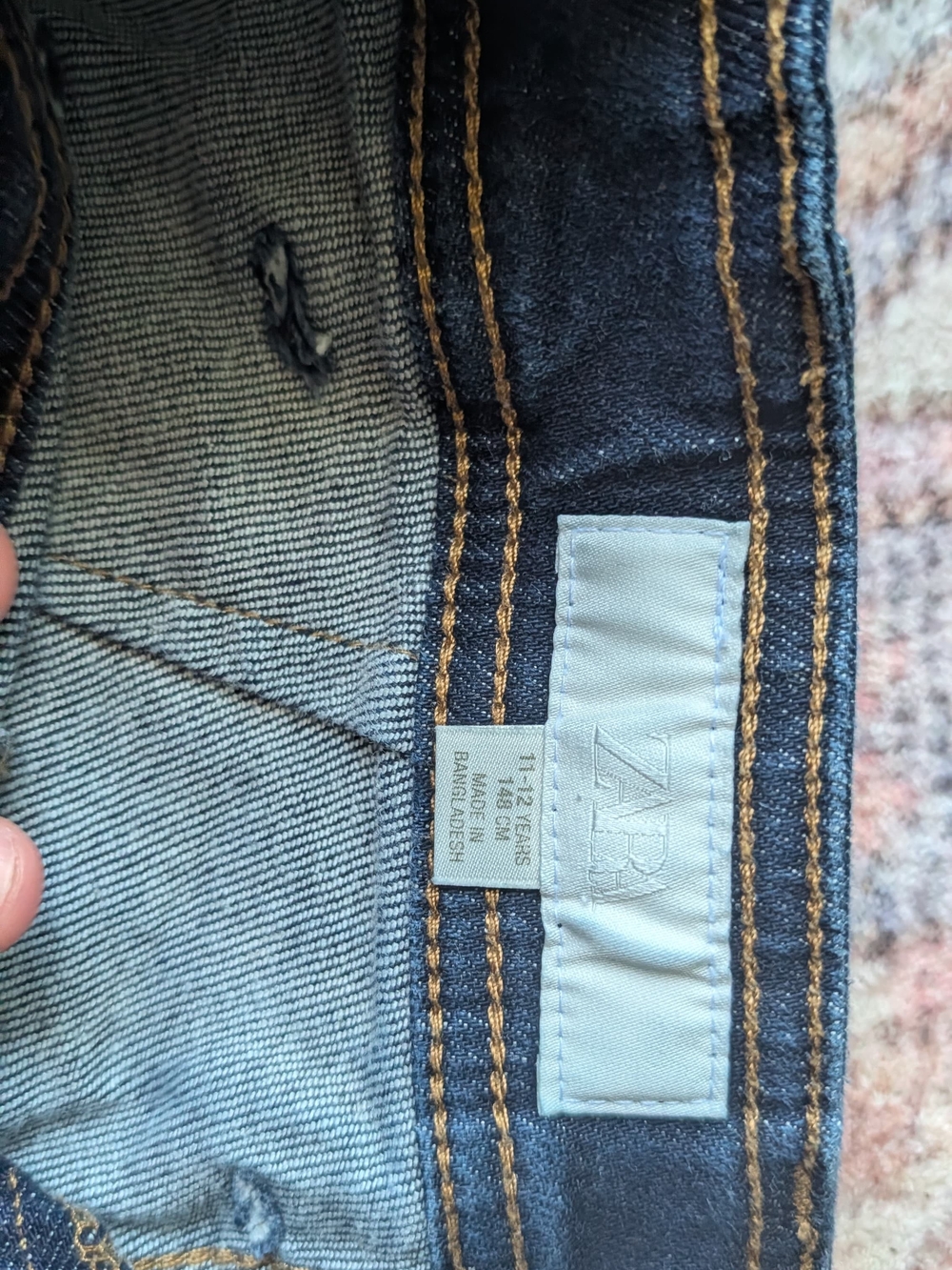 Zara Girl Navy Straight Jeans with Gold Stitching - Picture 1 of 3